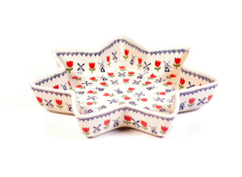 Ovenschaal ster large - molen blauw met rode tulp