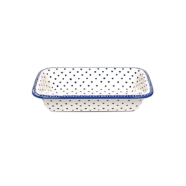 Ovenschaal diep langwerpig - hartjes klein blauw