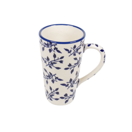 Mok hoog extra large - blaadjes blauw