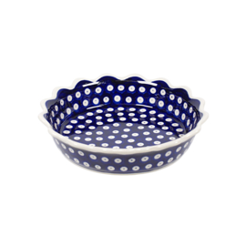 Ovenschaal rond met golfrand 20cm - blauw oogje