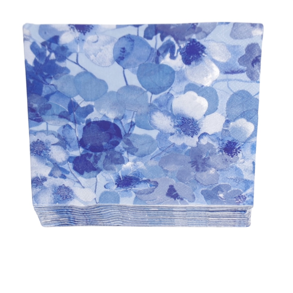 Servetten diner - bloemen blauw
