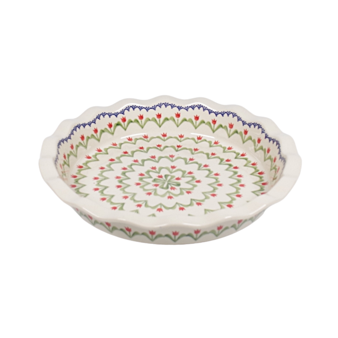 Ovenschaal rond met golfrand 32cm - tulp rood