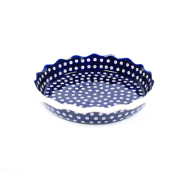 Ovenschaal rond met golfrand 32cm - blauw oogje