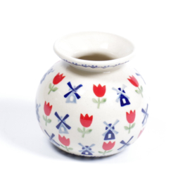 Vaasje medium - molen blauw met rode tulp
