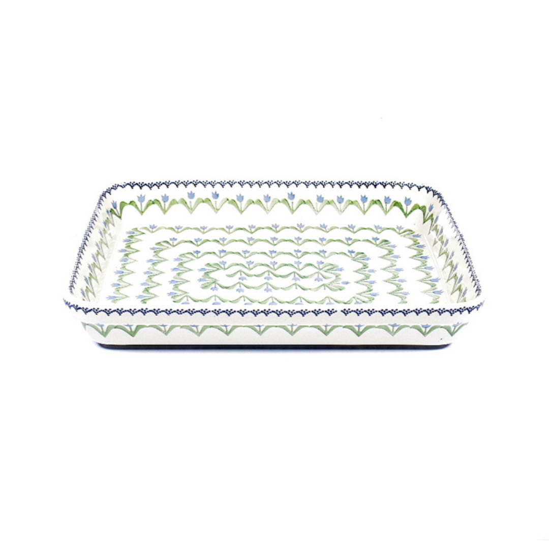 Ovenschaal ondiep large - tulp blauw