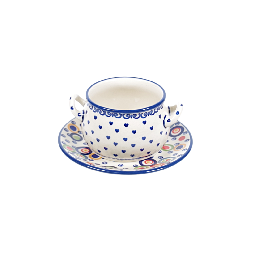 Soepkom met oor - hartjes klein blauw