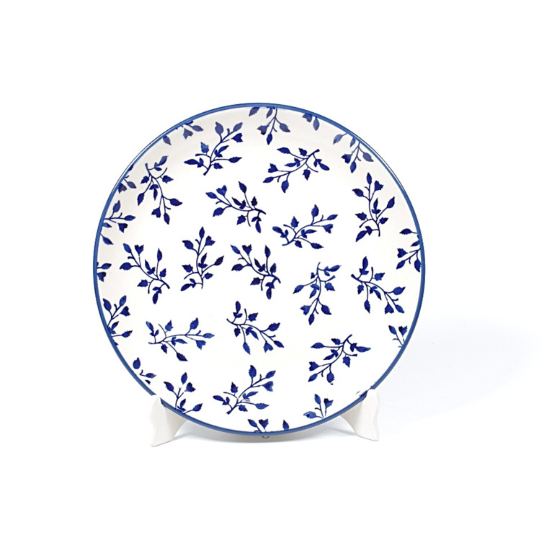 Dinerbord - blaadjes blauw