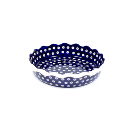 Ovenschaal rond met golfrand 27cm - blauw oogje