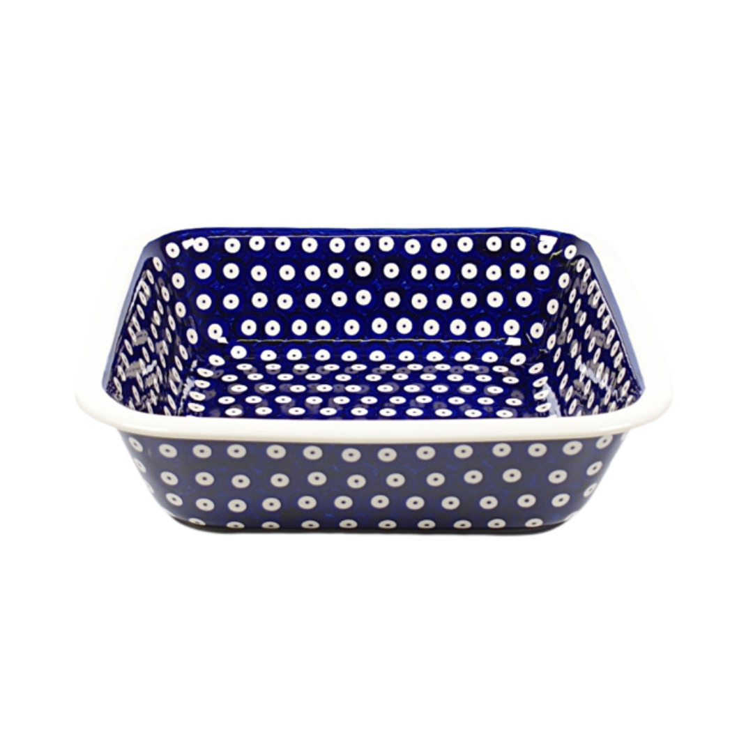 Ovenschaal diep vierkant - blauw oogje