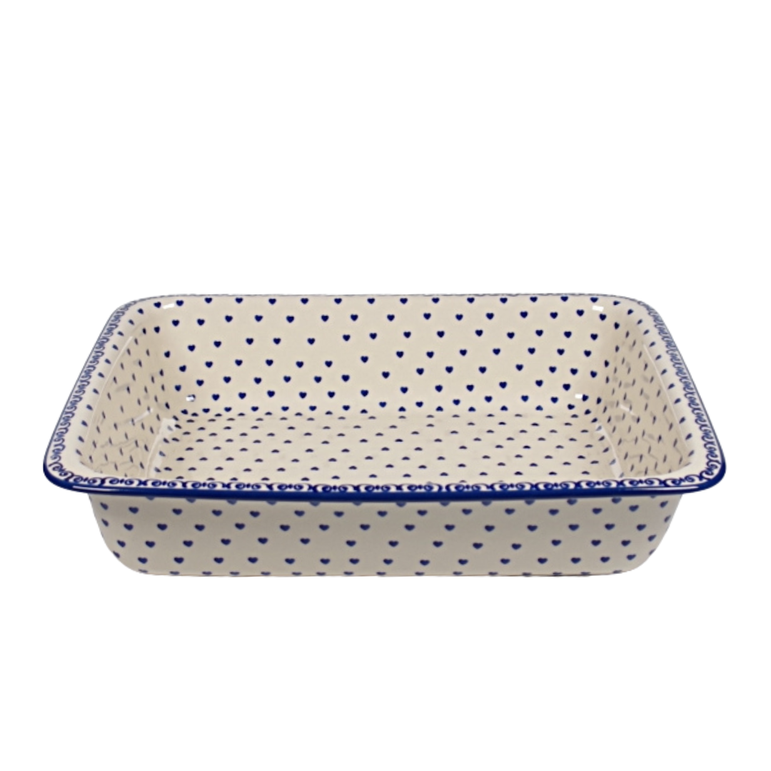 Ovenschaal diep extra large - hartjes klein blauw