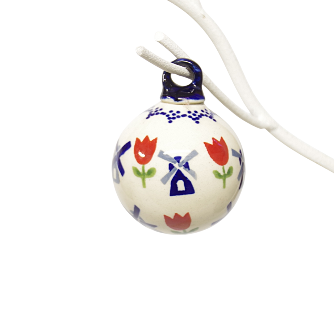 Kersthanger bal - molen rode tulp