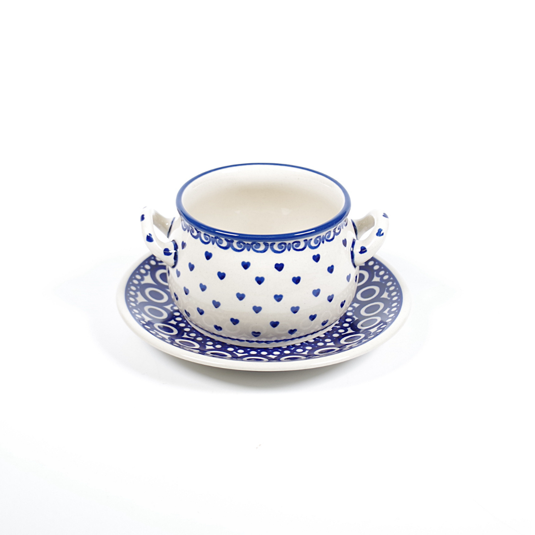 Soepkom met oor - hartjes klein blauw