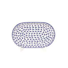 Bord ovaal 28cm unikat - blauw bloemetje