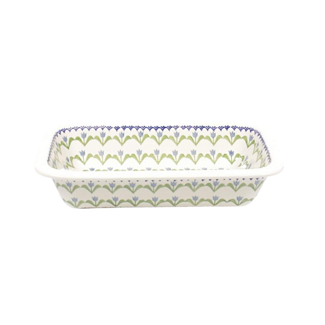 Ovenschaal diep langwerpig - tulp blauw