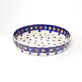 Quiche schaal 23cm - stip gekleurd