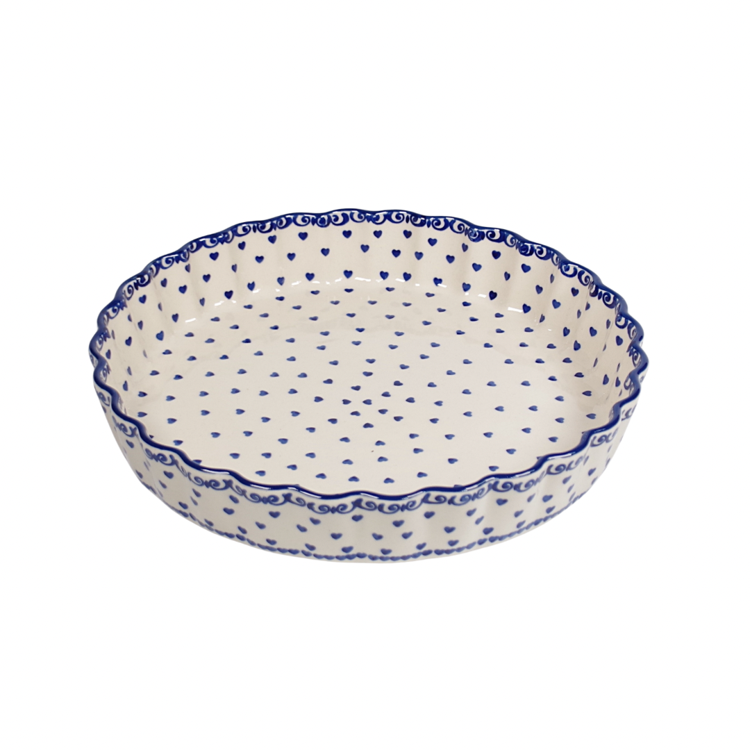 Quiche schaal 26cm - hartjes klein blauw