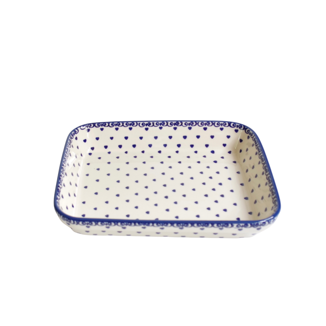 Ovenschaal ondiep small - hartjes klein blauw
