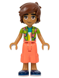 Friends Leo - Lime Watermelon Shirt, Coral Trousers Cropped Large Pockets, Dark Blue Shoes