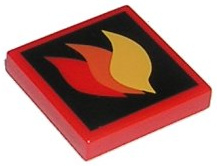 Tile 2 x 2 with Groove with Classic Fire Logo Large Pattern