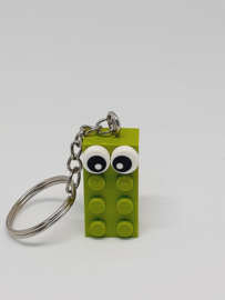 Lime Brick 2x4 sleutelhanger met open ogen