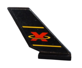 Tail Shuttle with Red Extreme Team Logo and 2 Yellow Lines on Black Background Pattern on Both Sides (Stickers) - Sets 6580 / 6582