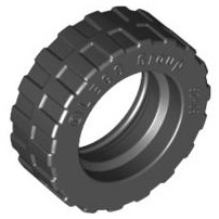 Tire 17.5mm D. x 6mm with Shallow Staggered Treads - Band Around Center of Tread