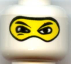 Minifigure, Head Balaclava with Eyes Hole and Nose Hump, Large Eye Whites and Squint Pattern - Blocked Open Stud