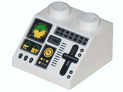 Slope 45 2 x 2 with Aircraft Green and Yellow Horizon Indicator, Controls, Black Buttons, Silver Slider and Switches Pattern