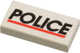 Tile 1 x 2 with Groove with 'POLICE' Red Line Pattern