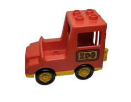 Duplo Truck with Covered Bed and Yellow Base with 'ZOO' Pattern