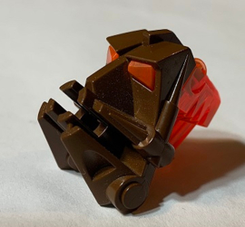 Bionicle Head Connector Block 3 x 4 x 1 2/3 with Trans-Neon Orange Eye / Brain Stalk (32553 / 32554)