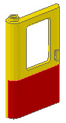 Door 1 x 4 x 5 Train Left, Thin Support at Bottom with Red Bottom Half Pattern
