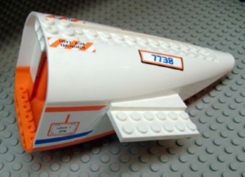 Aircraft Fuselage Aft Section Curved with Orange Base with Orange and Blue Stripes, 'Hot Air Danger' and '7738' Pattern (6 Stickers) - Set 7738