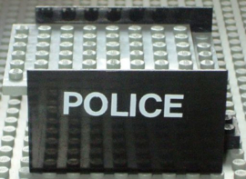 Boat, Hull Smooth Middle 8 x 6 x 3 1/3 with Light Gray Deck with 'POLICE' Pattern on Both Sides (Stickers) - Sets 314-1 / 709-1