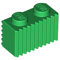 Green Brick, Modified 1 x 2 with Grille / Fluted Profile