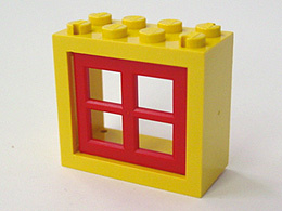 Window 2 x 4 x 3 - Solid Studs with Red Pane (4132 / 4133)