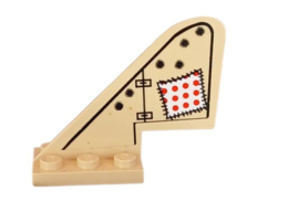 Tail with Rounded Top with Black Lines and Patched Cloth Pattern on Both Sides (Stickers) - Sets 2879 / 5909 / 5948