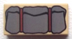 Tile 1 x 2 with Dark Bluish Gray Bedroll Pattern