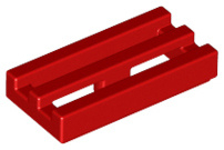 Red Tile, Modified 1 x 2 Grille with Bottom Groove / Lip