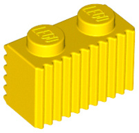 Yellow Brick, Modified 1 x 2 with Grille / Fluted Profile