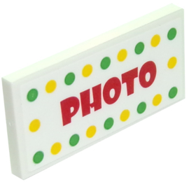 Tile 2 x 4 with 'PHOTO' Pattern (Sticker) - Set 10261