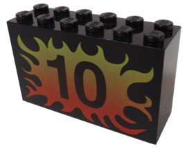 Brick 2 x 6 x 3 with Flame 10 Pattern
