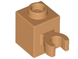 Brick, Modified 1 x 1 with Open O Clip (Vertical Grip) - Hollow Stud
