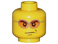 Minifigure, Head Glasses with Orange Sunglasses and Smirk Pattern - Blocked Open Stud