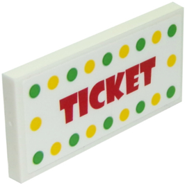 Tile 2 x 4 with 'TICKET' Pattern (Sticker) - Set 10261