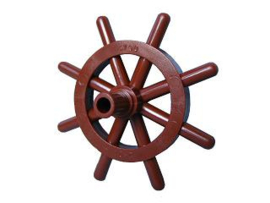 Reddish Brown Boat, Ship's Wheel