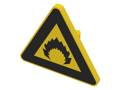Road Sign 2 x 2 Triangle with Clip with Black Flame Pattern