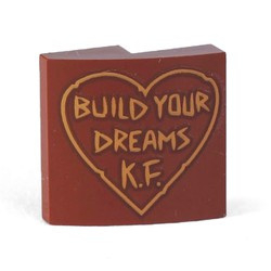 Slope, Curved 2 x 2 x 2/3 with 'BUILD YOUR DREAMS K.F.' in Outlined Heart Pattern