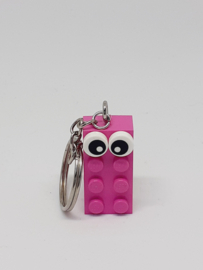 Dark Pink Brick 2x4 sleutelhanger met open ogen