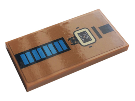 Tile 2 x 4 with Blue and Black Rectangles Pattern (Sticker) - Set 10272